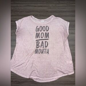 Maurice’s Short Sleeve Pink Good Mom Bad Mouth Top Size 2
